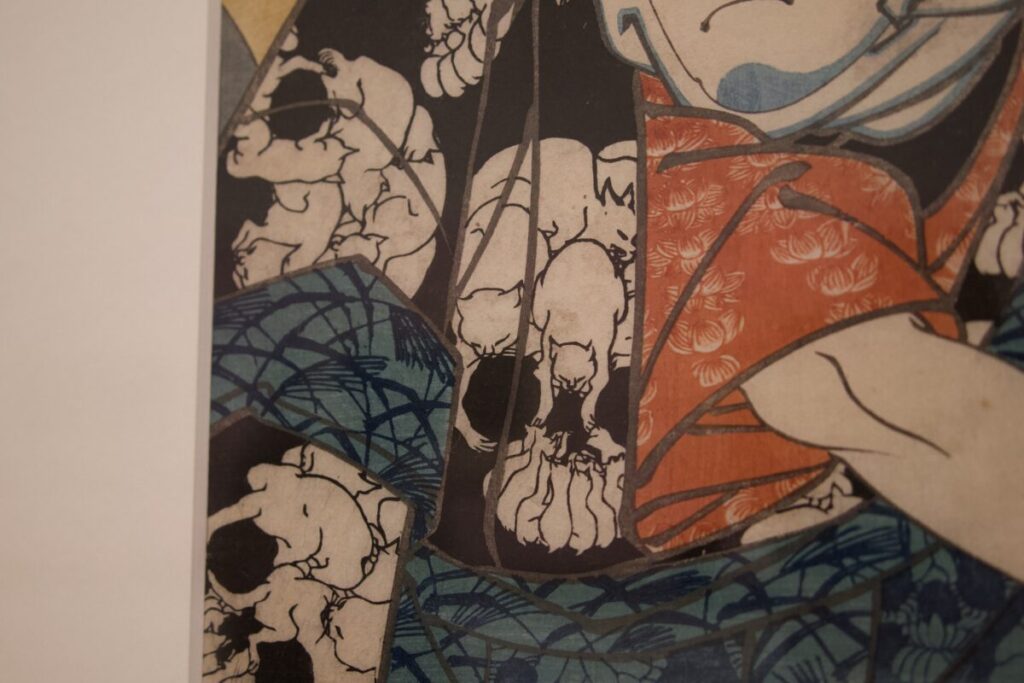 歌川国芳展「国芳もやう正札附現金男 野晒悟助」袖部分