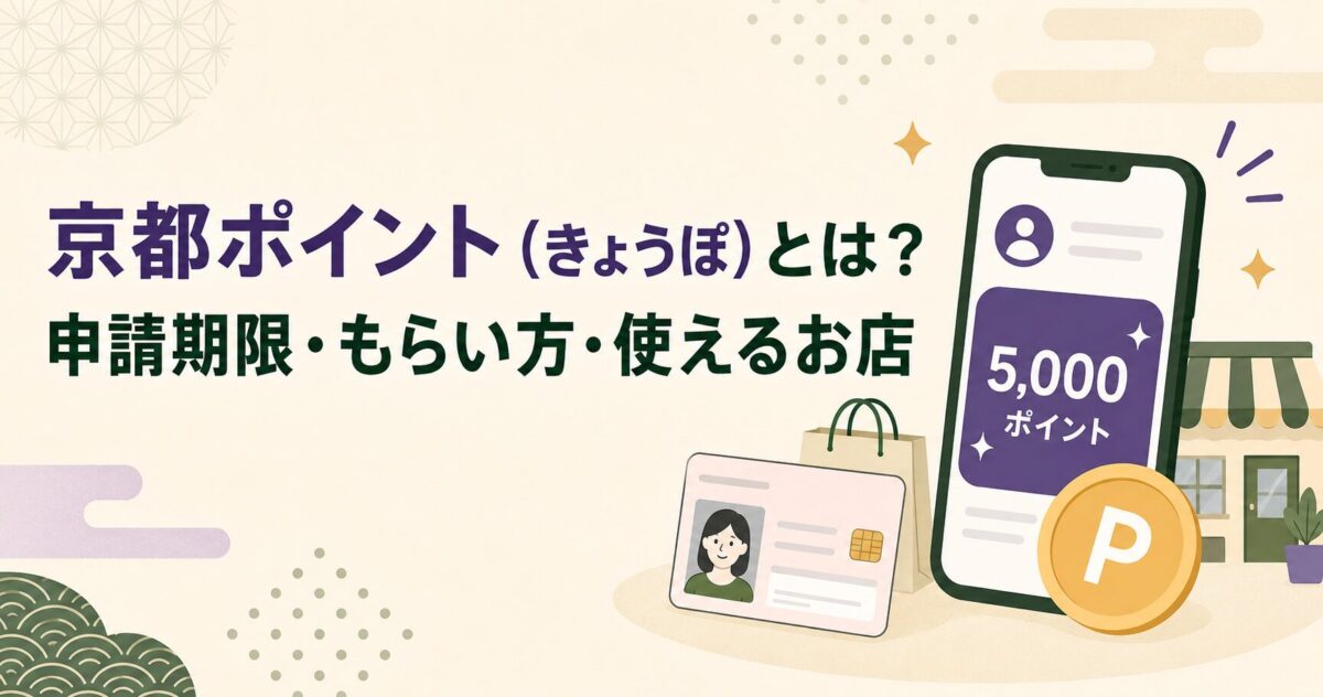 京都ポイントの申請期限・もらい方・使えるお店を解説する記事のアイキャッチ