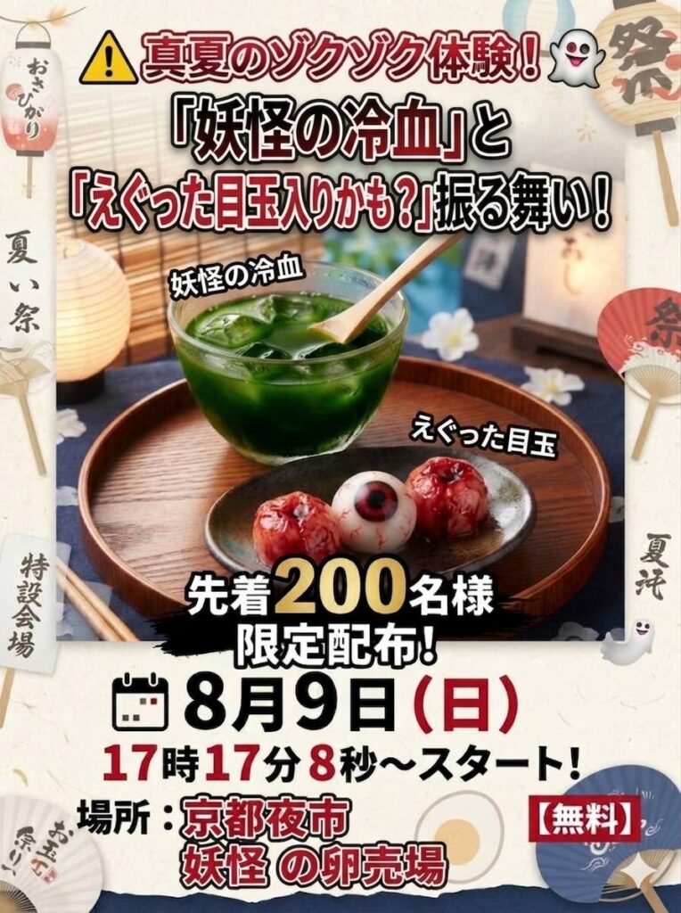「妖怪の冷血」と目玉に見立てた白玉