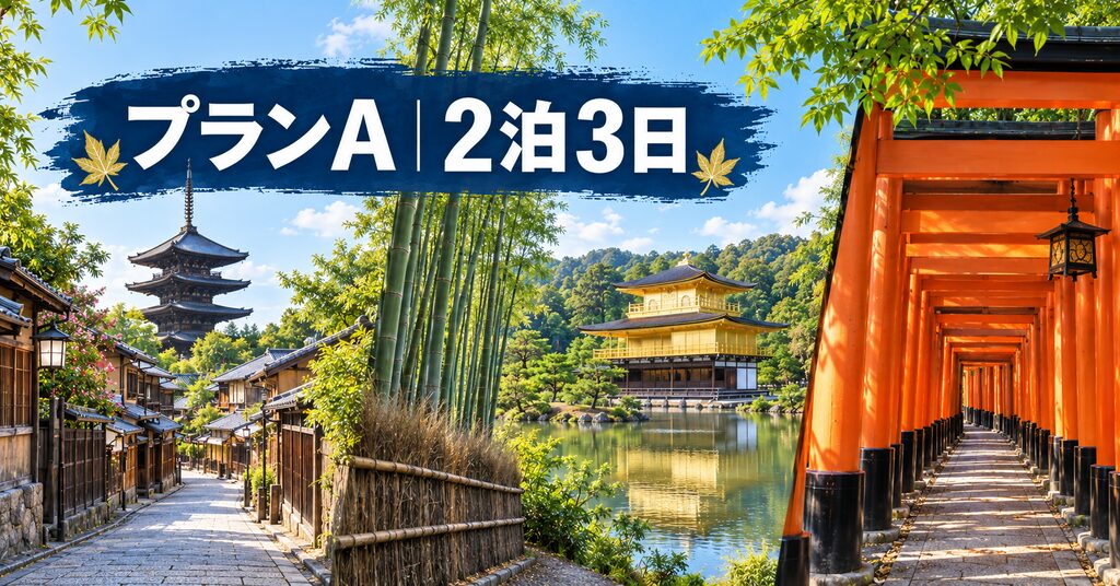 京都の定番名所をめぐる2泊3日モデルプランのイメージ