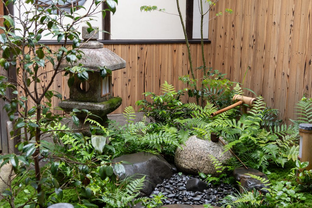茶寮 清水一芳園のカウンターから望む庭